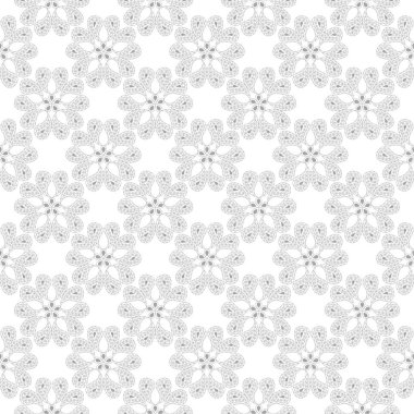 Beyaz arka plan üzerine açık gri çiçek süsleme. Tekstil ve duvar kağıtları için seamless modeli