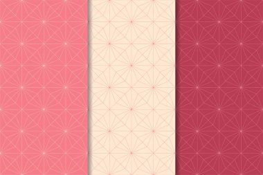 Kiraz kırmızısı geometrik süsler. Web, Tekstil ve duvar kağıtları için dikey Dikişsiz desen seti