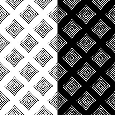 Web, Tekstil ve duvar kağıtları için dikişsiz desen siyah ve beyaz geometrik ayarla