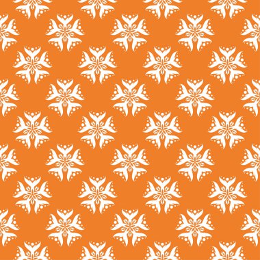 Turuncu çiçek süsleme beyaz elemanları ile. Tekstil ve duvar kağıtları için seamless modeli