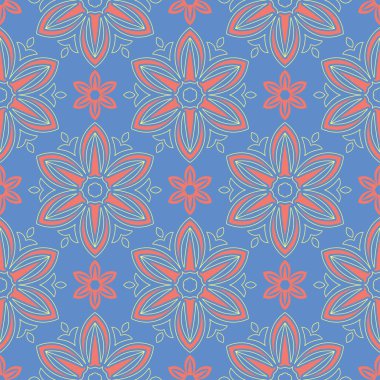 Çiçek mavi seamless modeli. Renkli çiçek arka plan duvar kağıtları, Tekstil ve kumaş için