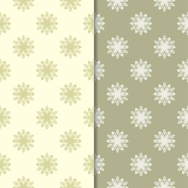 Zeytin yeşili çiçek arka planlar. Tekstil ve duvar kağıtları için dikişsiz desen seti