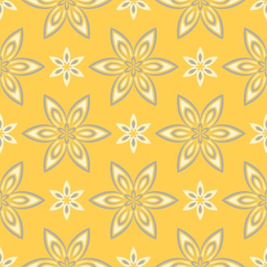 Sorunsuz çiçek desenli. Parlak sarı arka plan duvar kağıtları, Tekstil ve kumaş için çiçek tasarımları ile