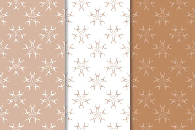 Kahverengi çiçek arka planlar. Tekstil ve duvar kağıtları için dikişsiz desen seti