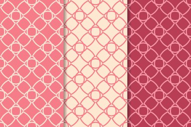 Kiraz kırmızısı geometrik süsler. Web, Tekstil ve duvar kağıtları için dikey Dikişsiz desen seti