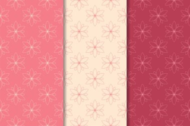 Kırmızı çiçekli süsler kümesi. Kiraz pembe dikey Dikişsiz desen. Duvar kağıdı arka plan