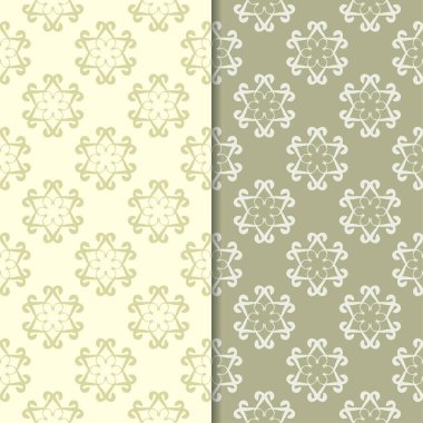 Zeytin yeşili çiçek arka planlar. Tekstil ve duvar kağıtları için dikişsiz desen seti