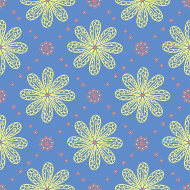 Çiçek mavi seamless modeli. Renkli çiçek arka plan duvar kağıtları, Tekstil ve kumaş için