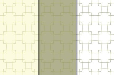 Zeytin yeşili ve beyaz geometrik süsler. Web, Tekstil ve duvar kağıtları için dikey Dikişsiz desen seti