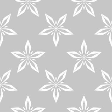 Gri arka plan üzerinde beyaz çiçek süsleme. Tekstil ve duvar kağıtları için seamless modeli