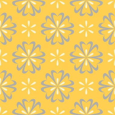 Çiçek arka plan. Sarı gri ve beyaz Dikişsiz desen duvar kağıdı, Tekstil ve kumaş için