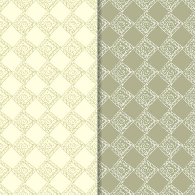 Zeytin yeşili geometrik süsler. Web, Tekstil ve duvar kağıtları için dikişsiz desen seti