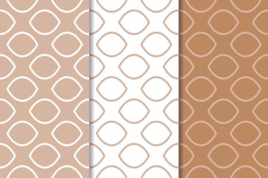 Kahverengi ve beyaz geometrik süsler. Web, Tekstil ve duvar kağıtları için dikişsiz desen seti