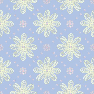 Soluk mavi sorunsuz arka plan. Çiçek desenli duvar kağıdı, Tekstil ve kumaş için