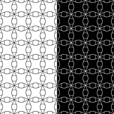 Siyah ve beyaz geometrik süsler. Web, Tekstil ve duvar kağıtları için dikişsiz desen seti