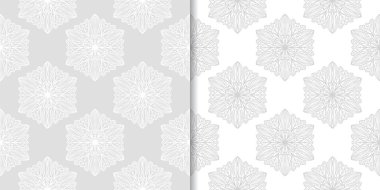 Işık gri çiçek süs tasarımlar. Tekstil ve duvar kağıtları için dikişsiz desen seti