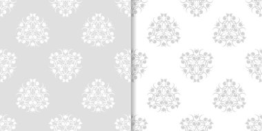 Işık gri çiçek süs tasarımlar. Tekstil ve duvar kağıtları için dikişsiz desen seti