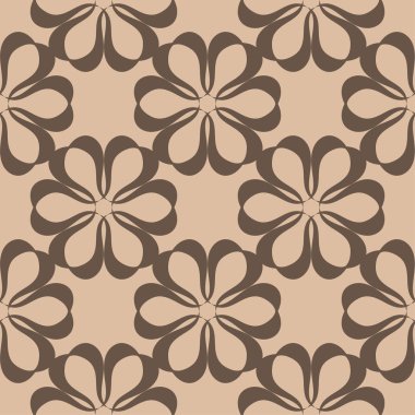 Bej renkli arka plan üzerinde kahverengi çiçek süsleme. Tekstil ve duvar kağıtları için seamless modeli
