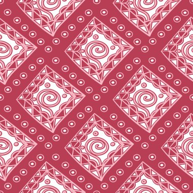 Kırmızı sorunsuz arka plan. Geometrik desen duvar kağıtları, Tekstil ve kumaş için pembe ve bej