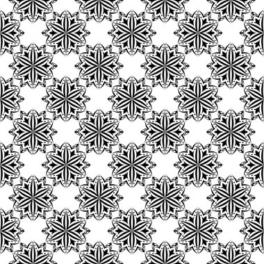 Beyaz arka planda siyah çiçek süsleme. Tekstil ve duvar kağıtları için seamless modeli