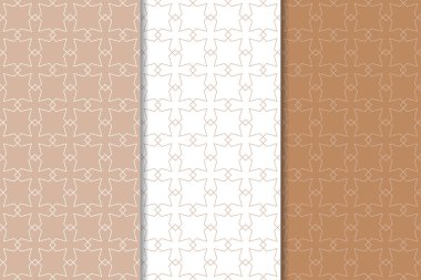 Web, Tekstil ve duvar kağıtları için dikişsiz desen kahverengi ve beyaz geometrik dizi