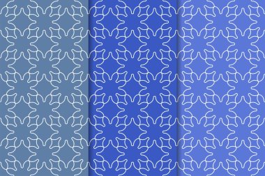 Geometrik süsler kümesi. Web, Tekstil ve duvar kağıtları için mavi dikey Dikişsiz desen