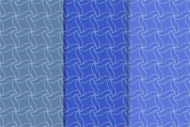 Web, Tekstil ve duvar kağıtları için dikey Dikişsiz desen mavi geometrik dizi