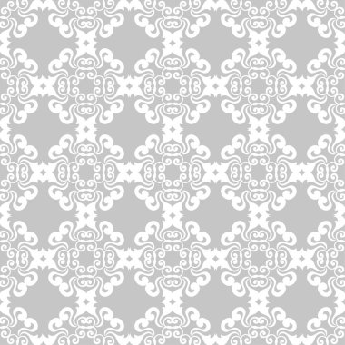 Gri ve beyaz çiçek süsleme. Tekstil ve duvar kağıtları için seamless modeli