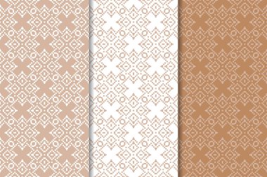 Kahverengi çiçek arka planlar. Tekstil ve duvar kağıtları için dikişsiz desen seti