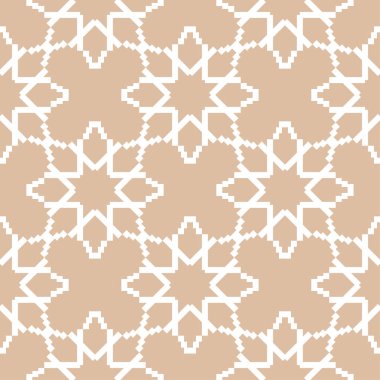 Geometrik süsleme. Bej ve beyaz seamless modeli web, Tekstil ve duvar kağıtları için