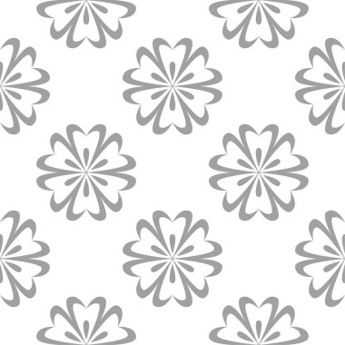 Beyaz arka plan üzerine açık gri çiçek süsleme. Tekstil ve duvar kağıtları için seamless modeli