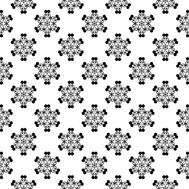 Beyaz arka planda siyah çiçek süsleme. Tekstil ve duvar kağıtları için seamless modeli