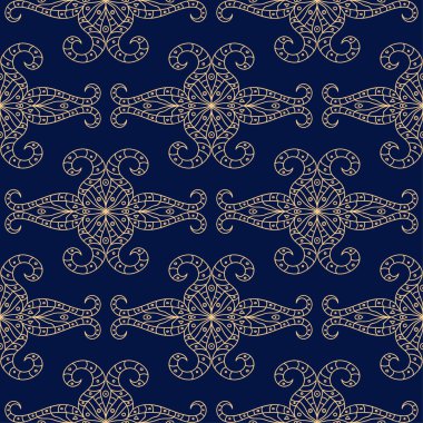 Altın mavi geometrik seamless modeli web, Tekstil ve duvar kağıtları için