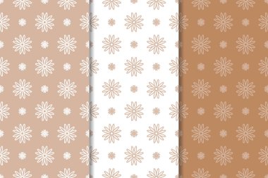 Kahverengi çiçek arka planlar. Tekstil ve duvar kağıtları için dikişsiz desen seti