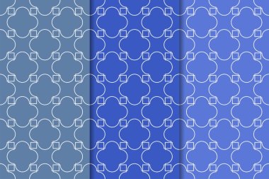 Mavi geometrik süsler. Web, Tekstil ve duvar kağıtları için dikey Dikişsiz desen seti