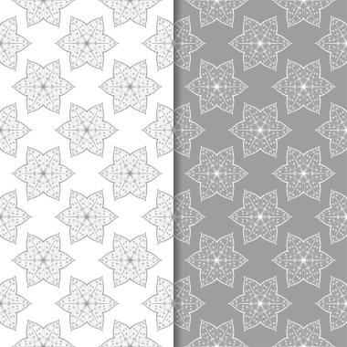 Beyaz ve gri arka plan çiçek kümesi. Tekstil ve duvar kağıtları için dikişsiz desen