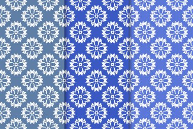 Çiçek süsler kümesi. Mavi dikey Dikişsiz desen. Duvar kağıdı arka plan