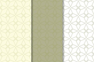 Geometrik süsler kümesi. Zeytin yeşili ve beyaz Dikişsiz desen web, Tekstil ve duvar kağıtları için