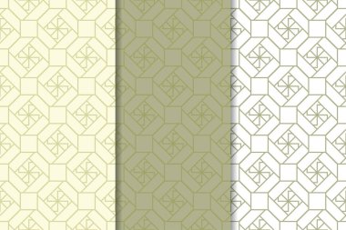 Zeytin yeşili ve web, Tekstil ve duvar kağıtları için geometrik Dikişsiz desen beyaz set