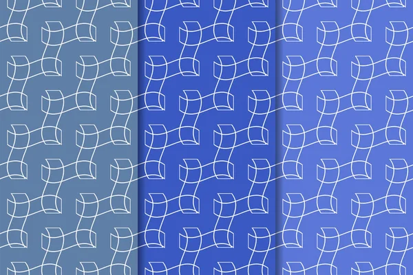 Adornos Geométricos Azules Conjunto Patrones Verticales Sin Costura Para Tela — Vector de stock