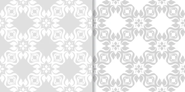 Světle Šedá Květinové Ornamenty Sada Bezešvé Vzory Pro Textil Tapety — Stockový vektor