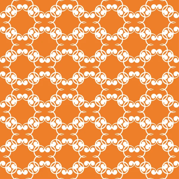 Adorno Floral Blanco Sobre Fondo Naranja Patrón Sin Costuras Para — Archivo Imágenes Vectoriales