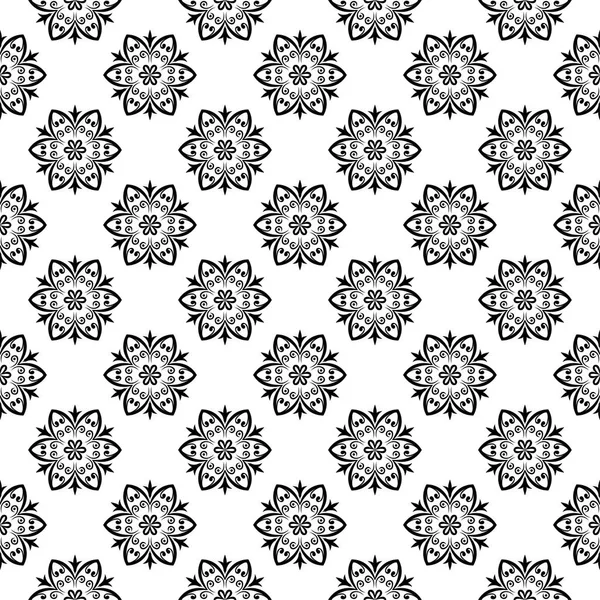 Adornos Florales Blanco Negro Patrón Sin Costuras Para Textiles Fondos — Archivo Imágenes Vectoriales