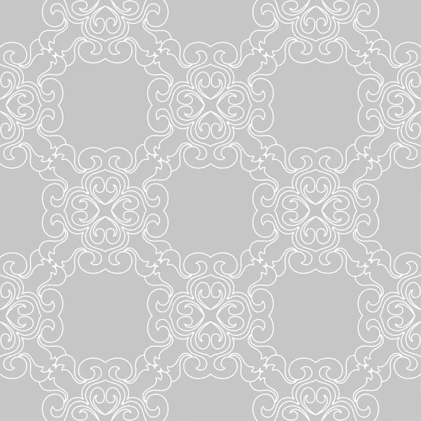 Adorno Floral Blanco Sobre Fondo Gris Patrón Sin Costuras Para — Vector de stock