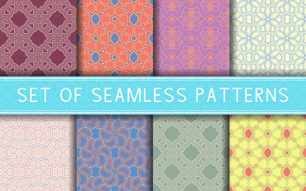 Geometric Seamless Patterns Collection Colored Backgrounds Textile Fabrics Wallpapers — Stock Vector