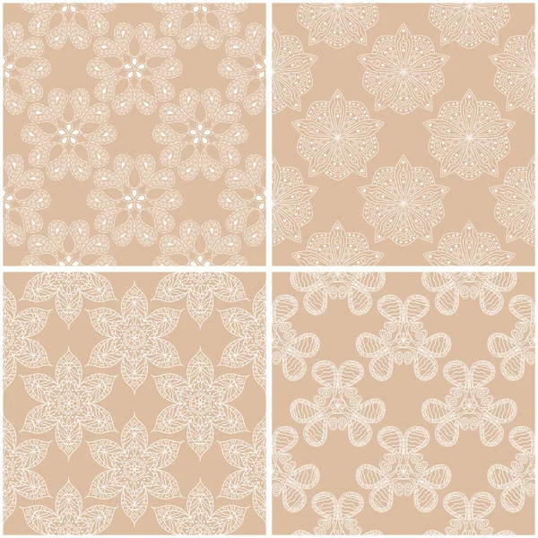 Çiçek desenleri. Sorunsuz arka plan bej ve beyaz dizi. Vektör çizim