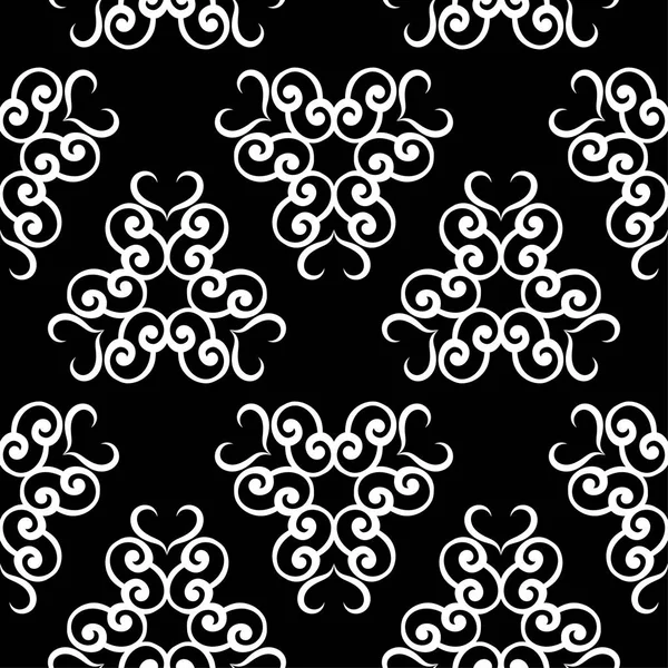 White Flowers Black Background Ornamental Seamless Pattern Textile Wallpapers — Stock Vector