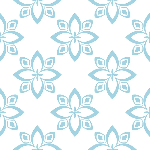 Синий Цветочный Орнамент Белом Фоне Бесшовный Узор Текстиля Обоев — стоковый вектор
