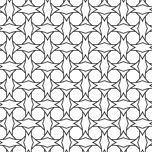 白い背景の黒い幾何学的な飾り Web テキスタイルや壁紙のためのシームレスなパターン — ストックベクタ