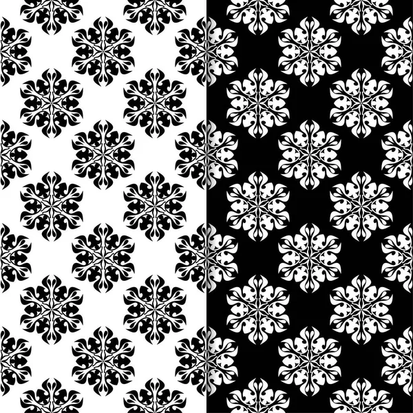 Zwart Wit Set Floral Achtergronden Naadloze Patronen Voor Textiel Wallpapers — Stockvector